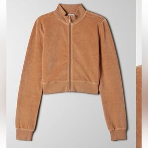 Aritzia Sunday Best Velour Kiera Zip-Up in Tannin